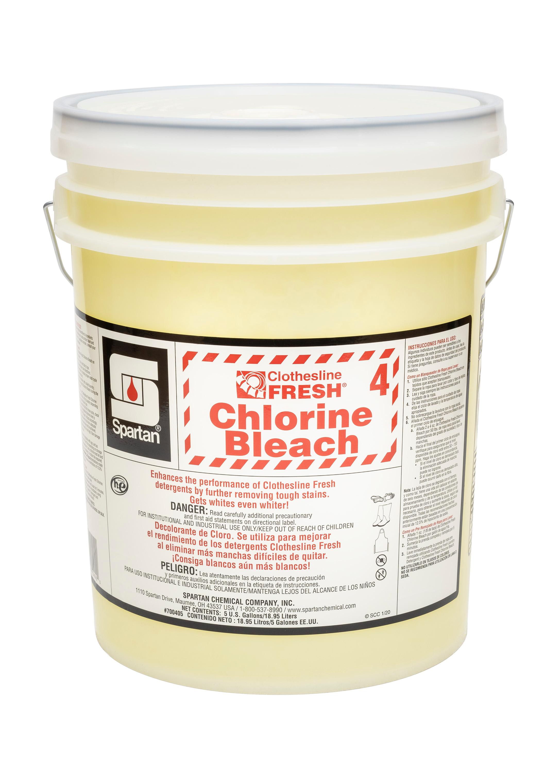Clothesline Fresh® Chlorine Bleach 4 Mild Scent Laundry Bleach 5 GAL Alkaline Liquid 1/Pail