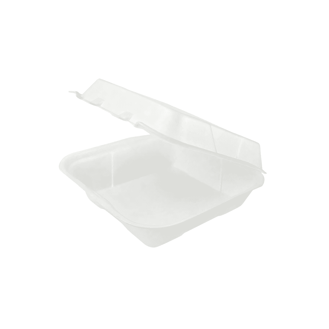Take-Out Container Hinged 9X9 IN Polystyrene Foam White Square 200/Case