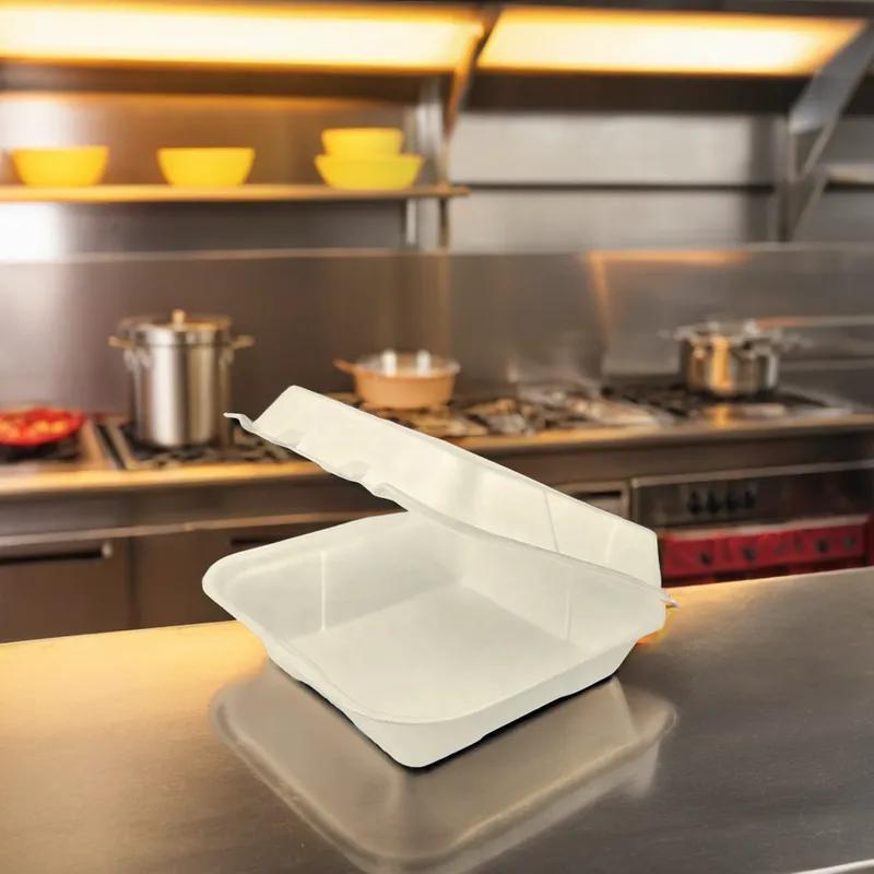 Take-Out Container Hinged 9X9 IN Polystyrene Foam White Square 200/Case