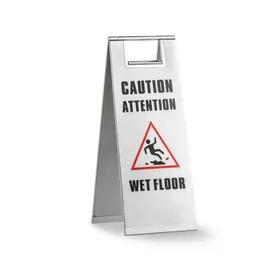 Wet Floor Sign 9.5X23.0625 IN Stainless Steel 2-Sided 1/Each
