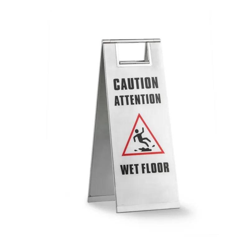 Wet Floor Sign 9.5X23.0625 IN Stainless Steel 2-Sided 1/Each