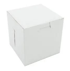 Bakery Box 6X6X4 IN Clay-Coated Kraft Board White Kraft Square Lock Corner Tuck Top 200/Case