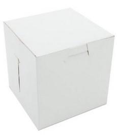 Bakery Box 6X6X4 IN Clay-Coated Kraft Board White Kraft Square Lock Corner Tuck Top 200/Case