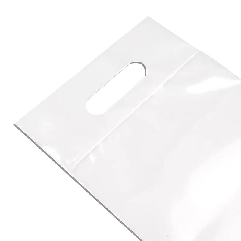 Crab Leg Bag 7X25 IN LDPE 3.5MIL Clear With Die Cut Handle Zip Seal Closure FDA Compliant Reclosable 250/Case