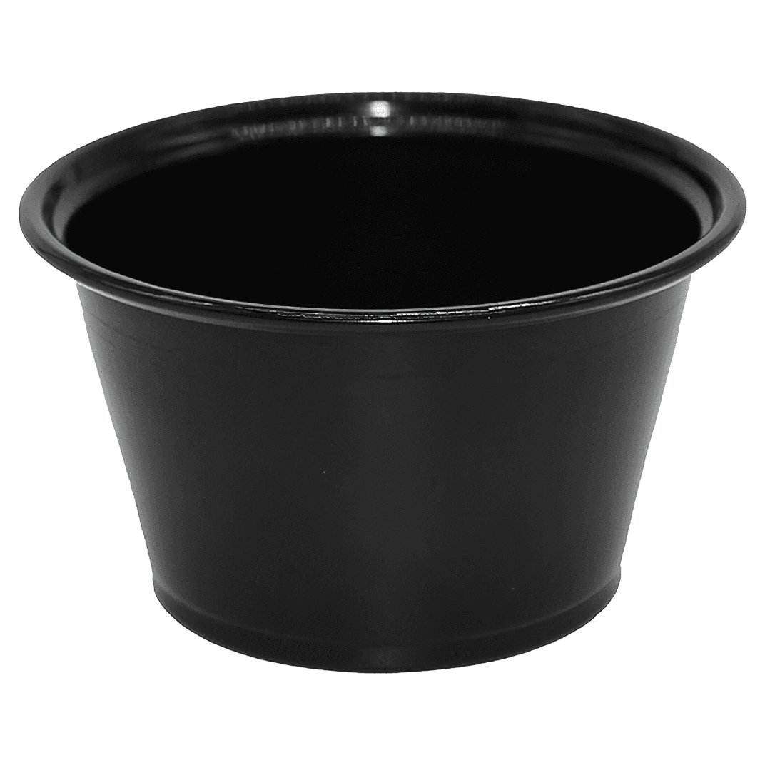 Victoria Bay Souffle & Portion Cup 4 OZ HIPS OPS Black Round 3000/Case