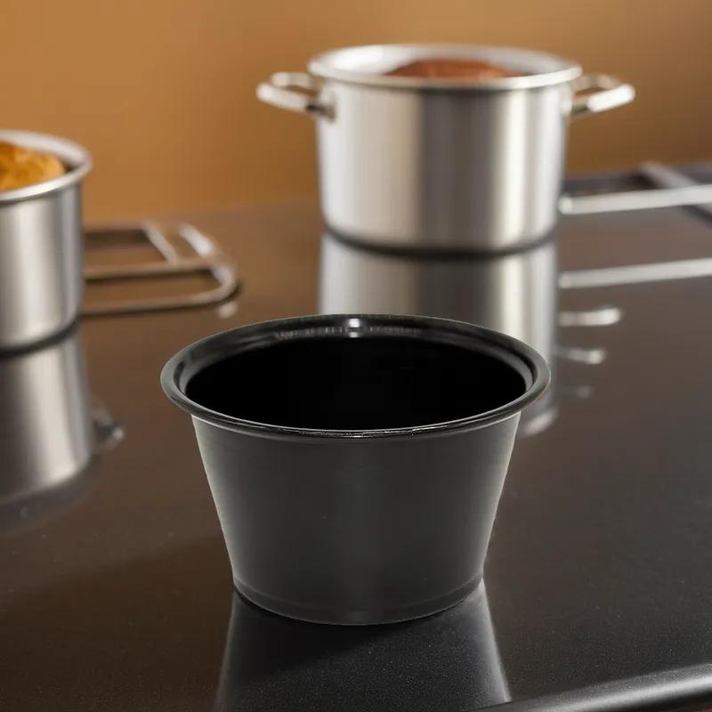 Victoria Bay Souffle & Portion Cup 4 OZ HIPS OPS Black Round 3000/Case