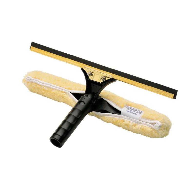 Window Squeegee & Brush Medium Duty Stainless Steel Microfiber Black 2 Section Combo Quick Release With 14IN Head 1/Each