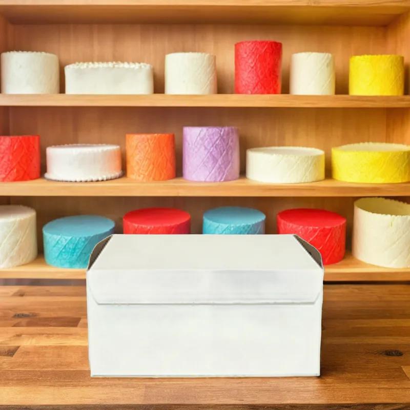 Easy Lock Cake Box 6.5X6.5X3 IN SUS Paperboard CRB White Square Lock Corner 1-Piece 250/Bundle