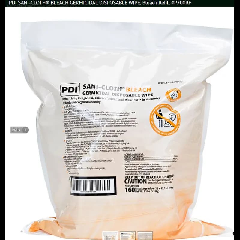 Sani-Cloth® Disinfectant Wipe Germicidal Fungicidal Tuberculocidal Virucidal 160 Count/Pack 2 Packs/Case 320 Count/Case