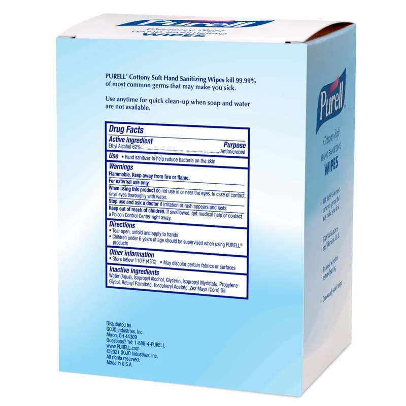 Purell® Hand Sanitizer Wipe 3.25X4.31X5.75 IN Individually Wrapped Self-Dispensing Box 40 Count/Box 12 Box/Case