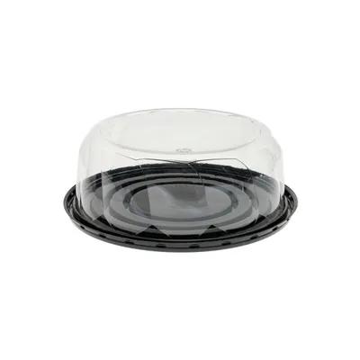 Cake Container & Lid Combo 7IN Cake With High Dome Lid 9X3.25 IN PET Clear Black Round Swirl 100/Case