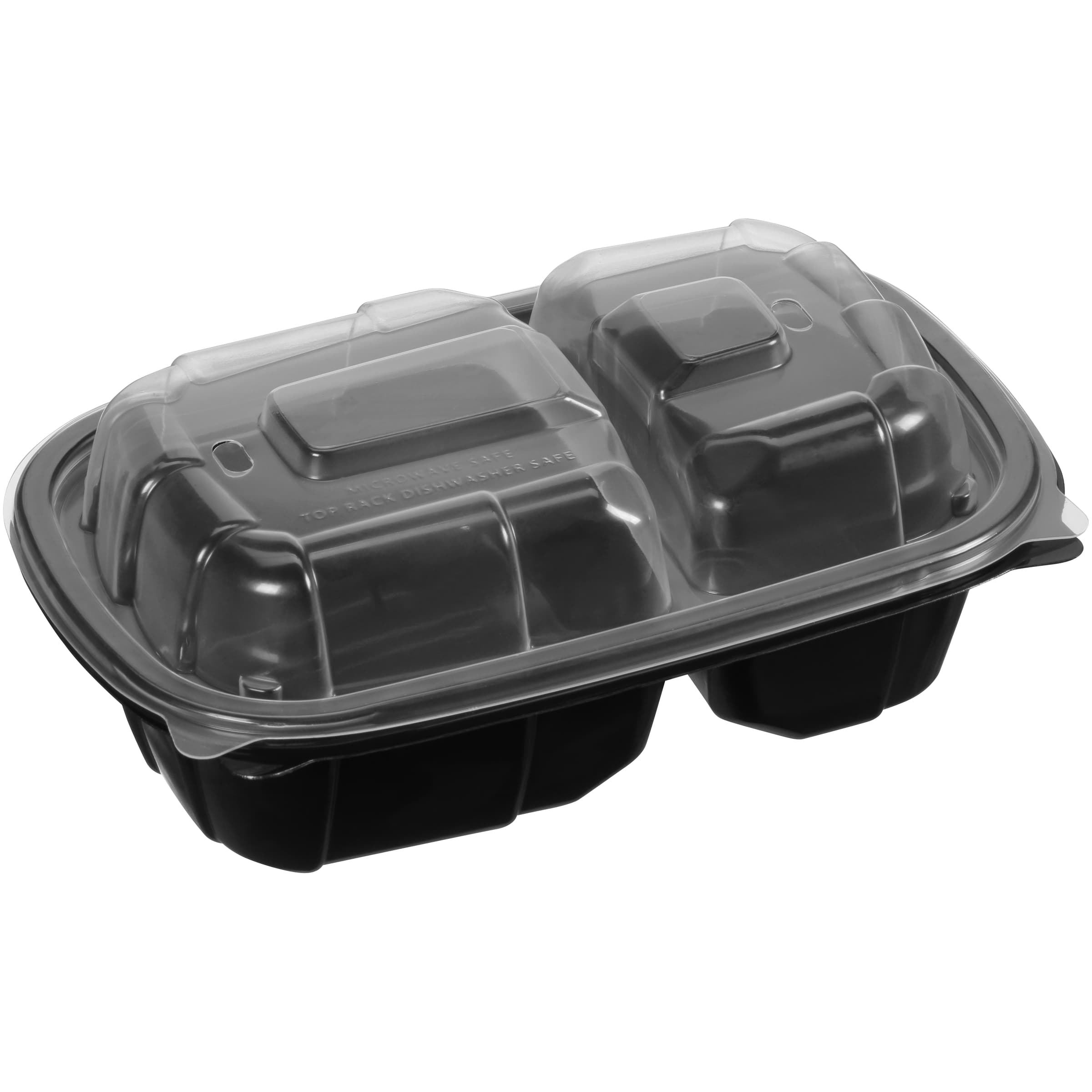 Take-Out Container Base & Lid Combo 30 OZ Plastic Black Clear Rectangle 264/Case