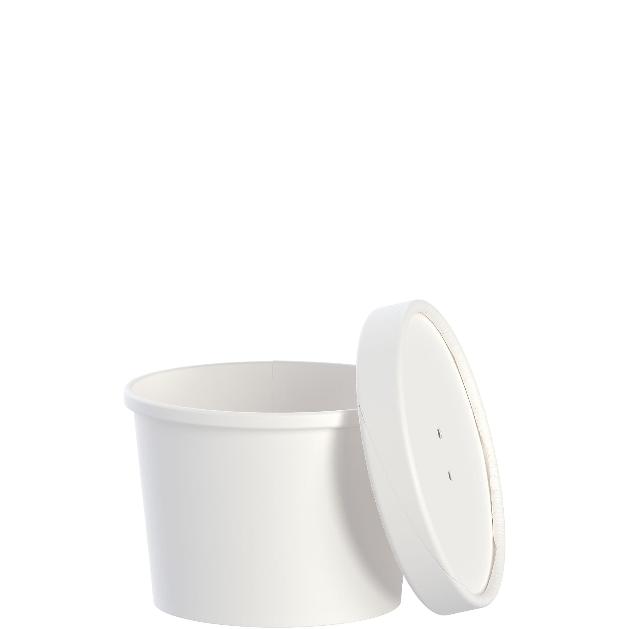 Solo® Flexstyle® Food Container Base & Lid Combo With Flat Lid 12 OZ DSP White Squat 25 Count/Pack 10 Packs/Case