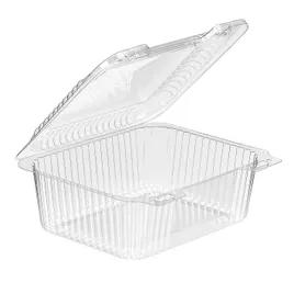 Essentials Take-Out Container Hinged With Dome Lid 7X6X2.5 IN RPET Clear Rectangle Bar Lock 300/Case