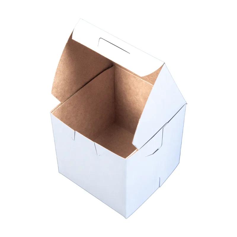 Bakery Box 4.5X4.5X4.5 IN Clay-Coated Kraft Board White Kraft Square Lock Corner 200/Case