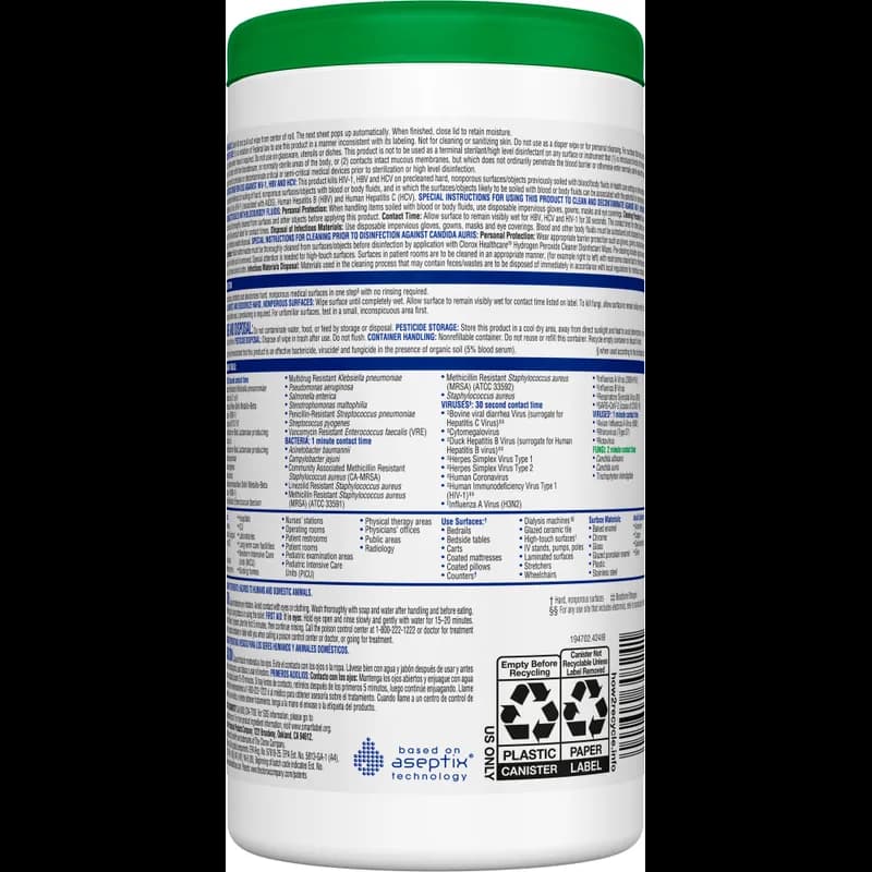 Clorox Healthcare® Hydrogen Peroxide Disinfectant 1.4% Hydrogen Peroxide 95 Count/Pack 6 Packs/Case 570 Count/Case
