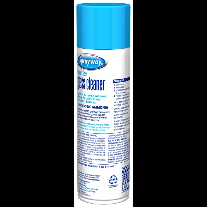 Sprayway® Fresh Scent Glass Cleaner 19 OZ Foaming Liquid Aerosol Non-Ammoniated Streak-Free 12/Case