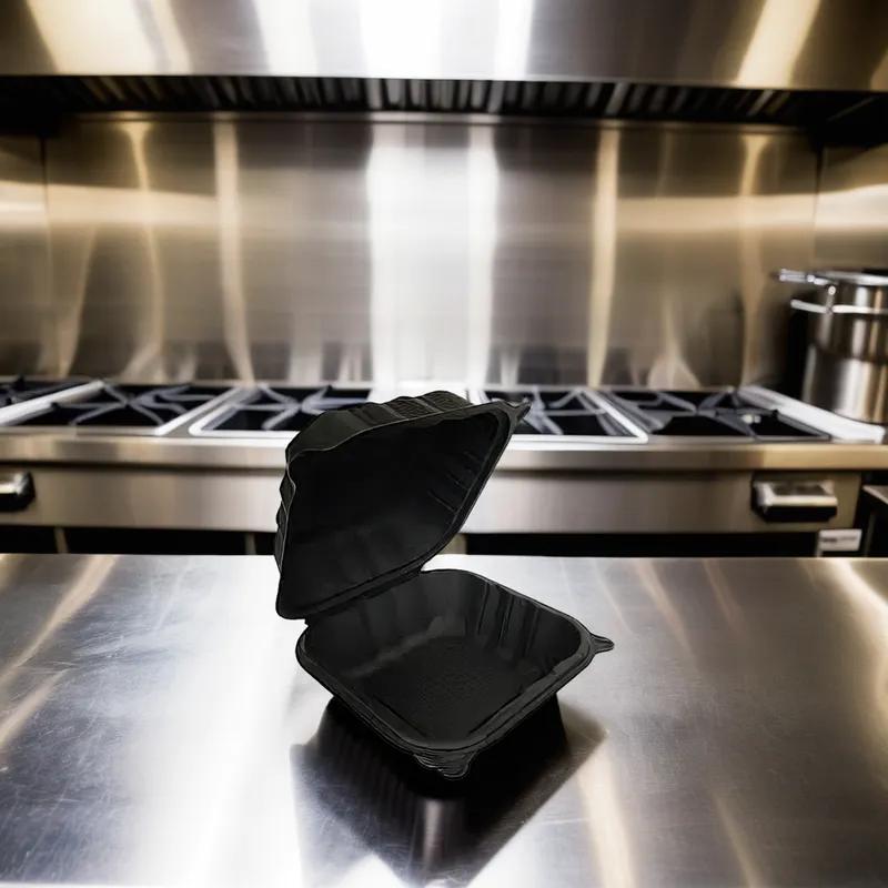 Ceres Take-Out Container Hinged 5.94X5.5X3.38 IN Polystyrene Foam Black Grease Resistant 500/Case