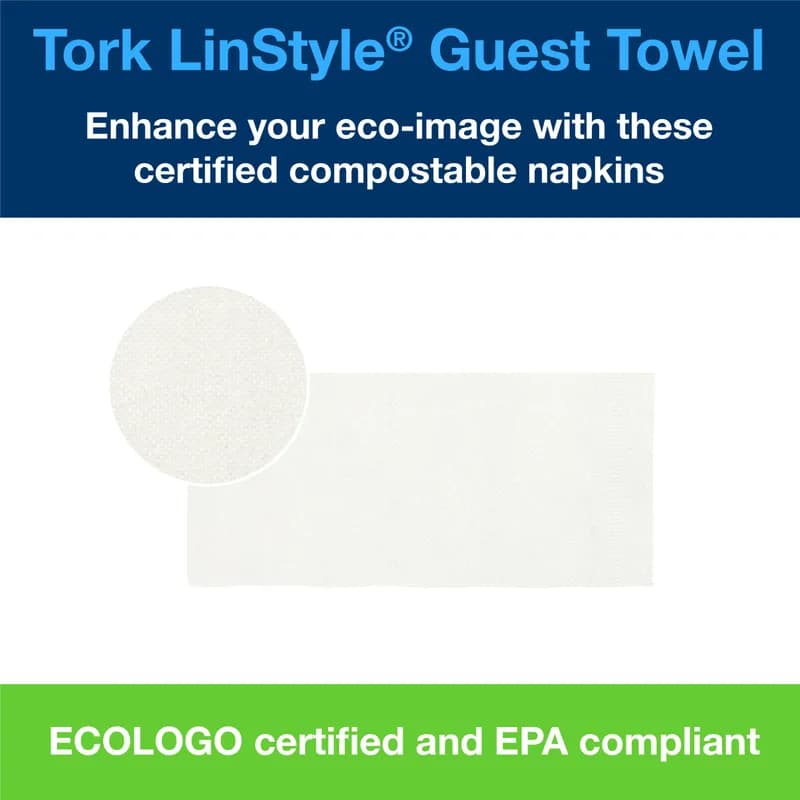 Tork LinStyle® Folded Guest Towel 17X12 IN 8.5X4 IN Virgin Paper White 1/6 Fold Refill 80 Count/Pack 8 Packs/Case