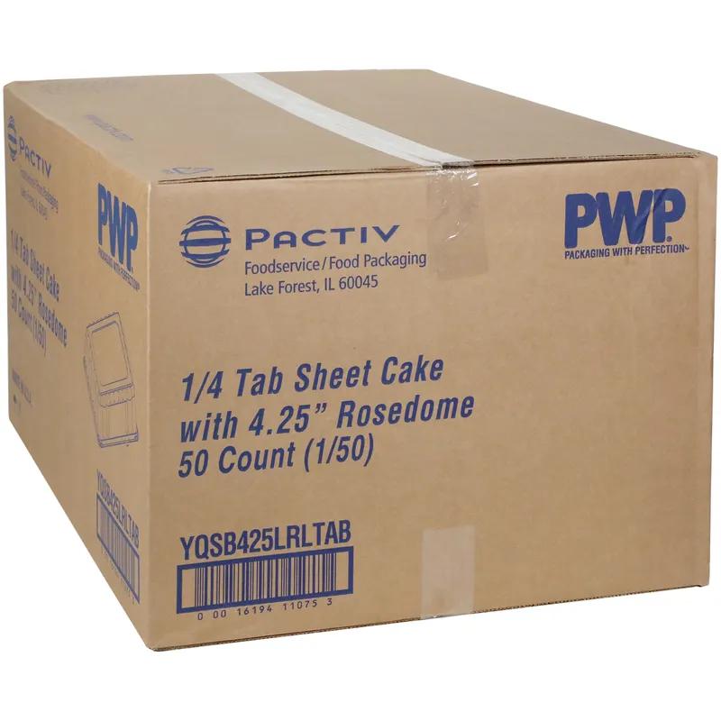 RoseDome Cake Container & Lid Combo With Dome Lid 1/4 Size 15X11X4.25 IN PET Black Clear Rectangle Long Tab 50/Case