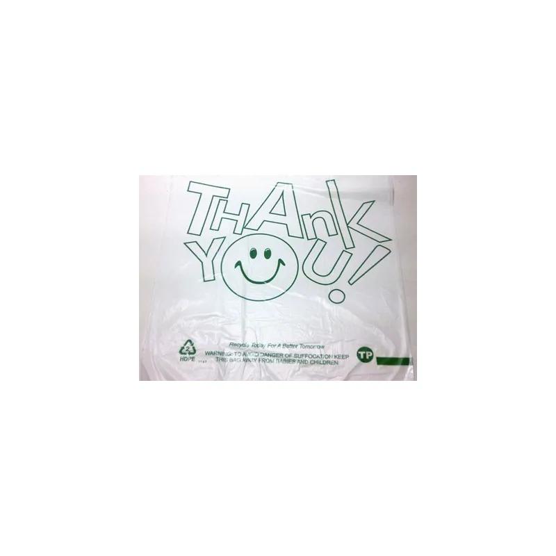 Bag 1/6 HDPE 13MIC Green Happy Face Thank You T-Sack 700/Case