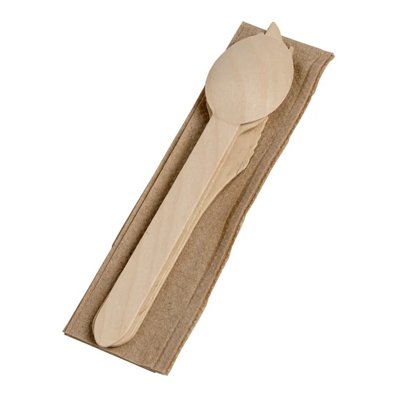 PrimeWare® 4PC Cutlery Kit Wood Individually Wrapped With Kraft 13X13 Napkin,Fork,Knife,Spoon 250 Count/Case