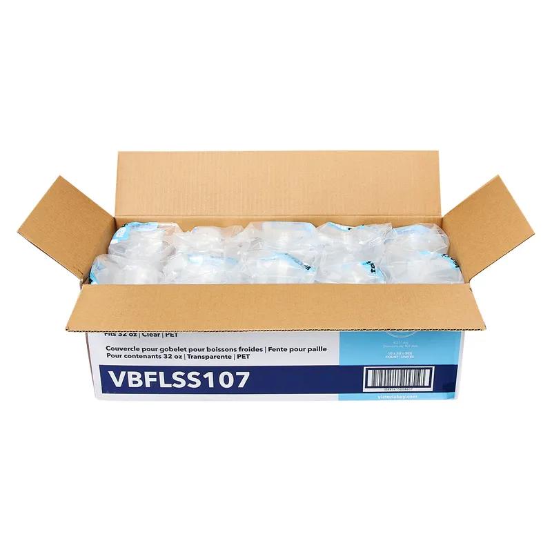 Victoria Bay 107 Series Lid Flat PET Clear For 32 OZ Cold Car Cup Straw Slot 500/Case