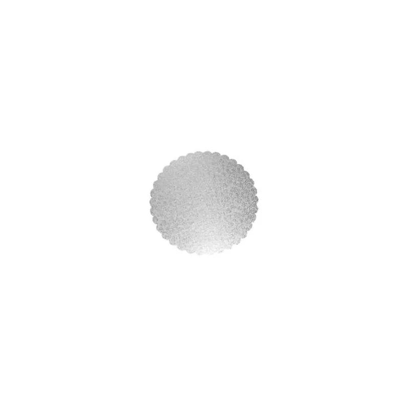 Cake Board 12 IN Silver Circle Scalloped Embossed Thin Wall 100/Case