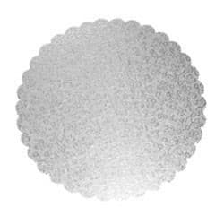 Cake Board 12 IN Silver Circle Scalloped Embossed Thin Wall 100/Case