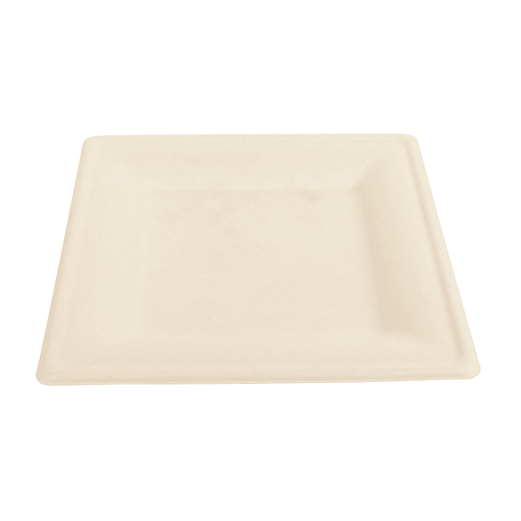 Plate 10 IN Molded Fiber White Square Freezer Safe Microwave Safe 125 Count/Pack 2 Packs/Case 250 Count/Case