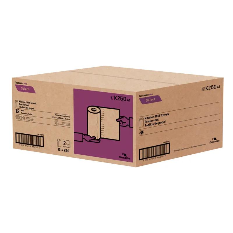 Cascades PRO Household & Kitchen Roll Paper Towel Jumbo 2PLY 250 Sheets/Pack 12 Packs/Case 3000 Sheets/Case