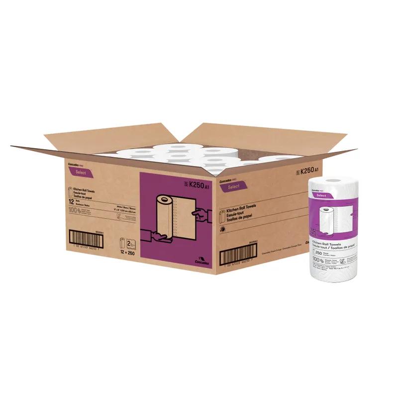 Cascades PRO Household & Kitchen Roll Paper Towel Jumbo 2PLY 250 Sheets/Pack 12 Packs/Case 3000 Sheets/Case