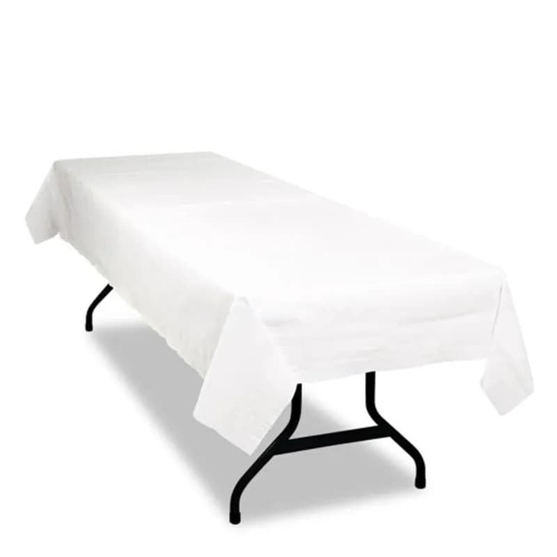 Table Cover 54X108 IN Paper Poly Blend White Rectangle 6/Pack