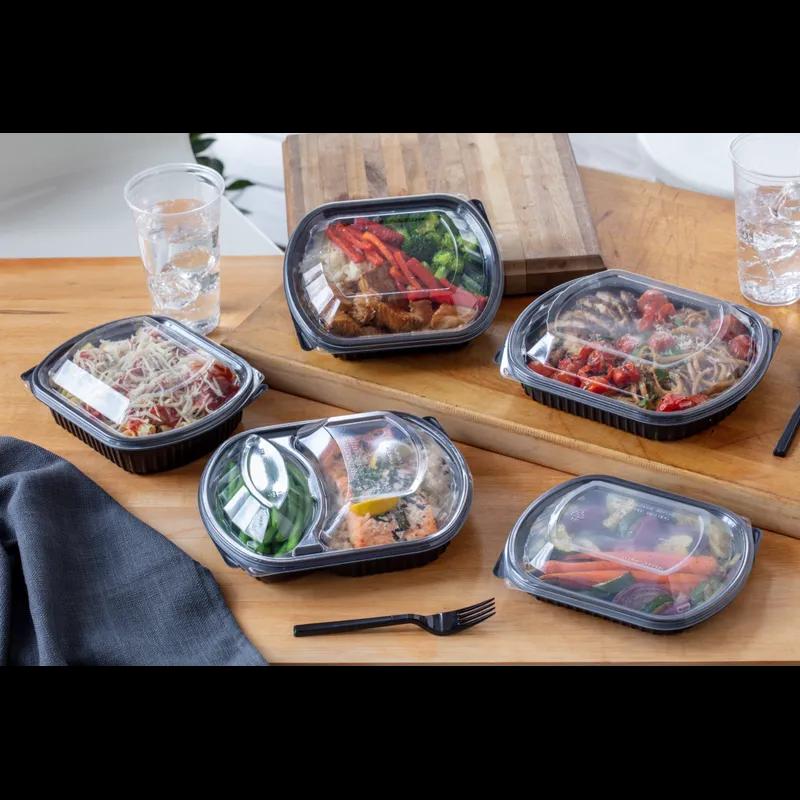 Lid Dome Medium (MED) 8.1X6.5X1 IN 1 Compartment OPS Clear Oval For Container Unhinged Anti-Fog Leak Resistant 252/Case