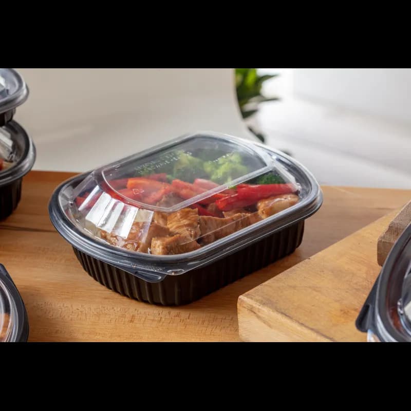 Lid Dome Medium (MED) 8.1X6.5X1 IN 1 Compartment OPS Clear Oval For Container Unhinged Anti-Fog Leak Resistant 252/Case