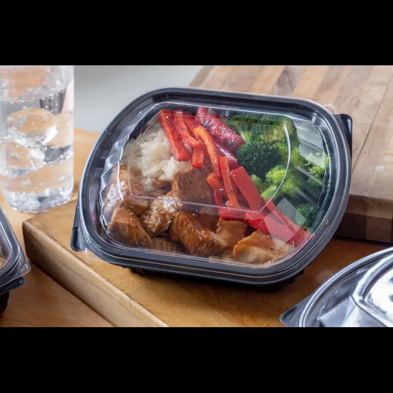 Lid Dome Medium (MED) 8.1X6.5X1 IN 1 Compartment OPS Clear Oval For Container Unhinged Anti-Fog Leak Resistant 252/Case