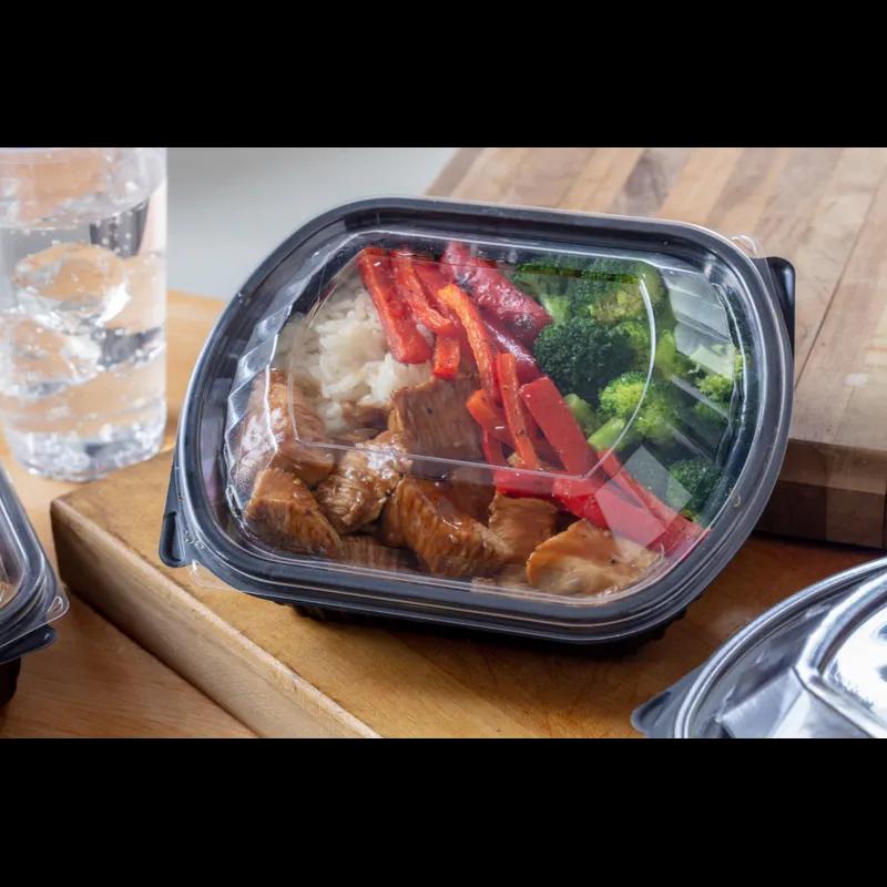 Lid Dome Medium (MED) 8.1X6.5X1 IN 1 Compartment OPS Clear Oval For Container Unhinged Anti-Fog Leak Resistant 252/Case