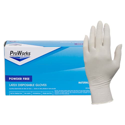 ProWorks® Industrial Gloves Large (LG) Natural 5MIL Micro Texture Latex Powder-Free 1000/Case