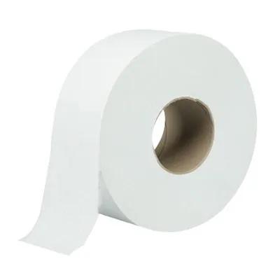 GEN Toilet Paper & Tissue Roll 3.4IN X1250FT 2PLY White Universal Jumbo (JRT) 3.35IN Core Diameter 12 Rolls/Case