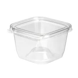 Safe-T-Fresh® Deli Container Hinged With Flat Lid 16 OZ RPET Clear Square 276/Case