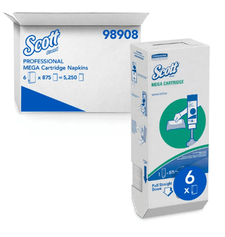 Scott® Mega Cartridge Napkins 6.5X8.4 IN Paper 875 Count/Pack 6 Packs/Case 5250 Count/Case