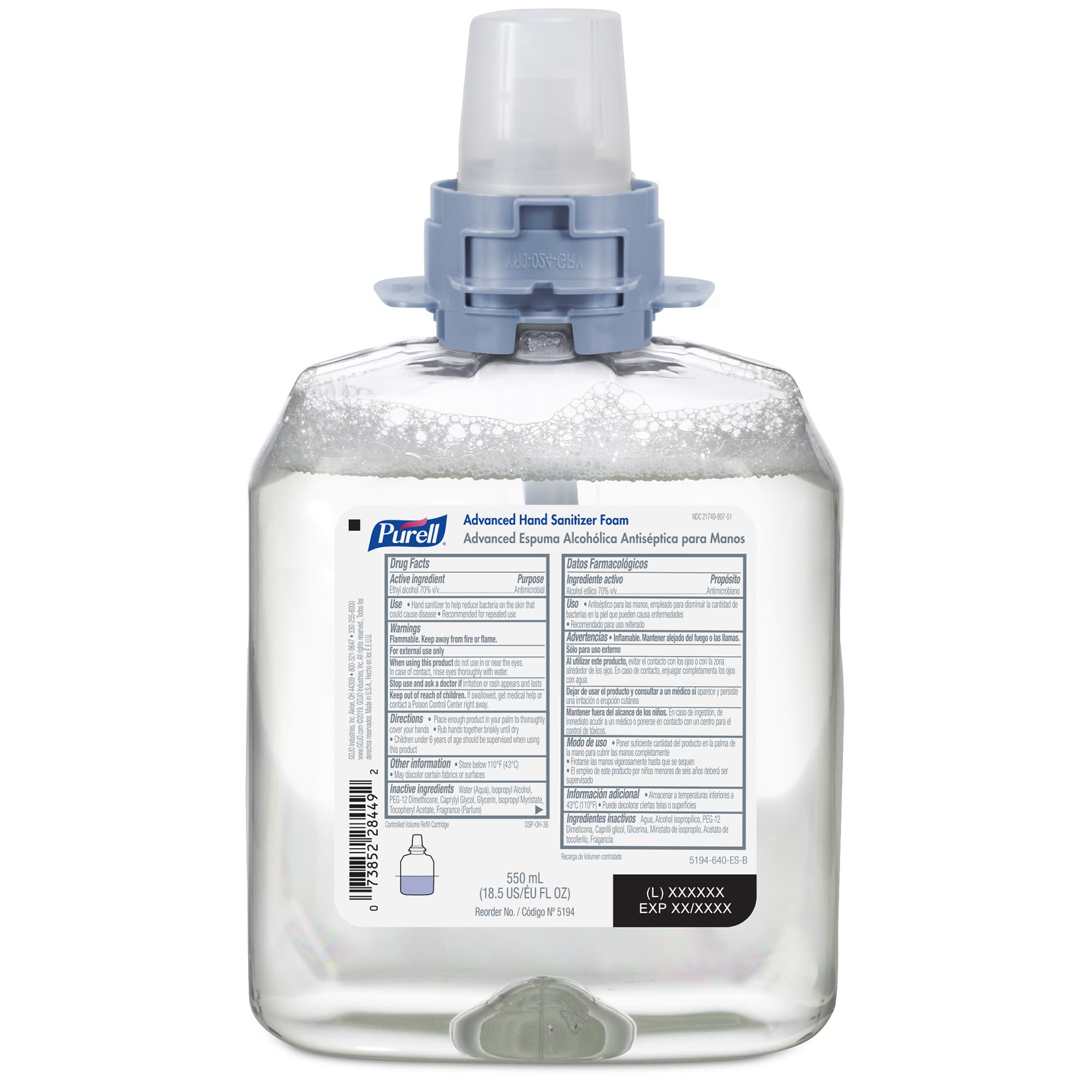 Purell® Hand Sanitizer Foam 550 mL 4.94X3.89X8.48 IN Clean Scent Advanced For FMX-12 4/Case