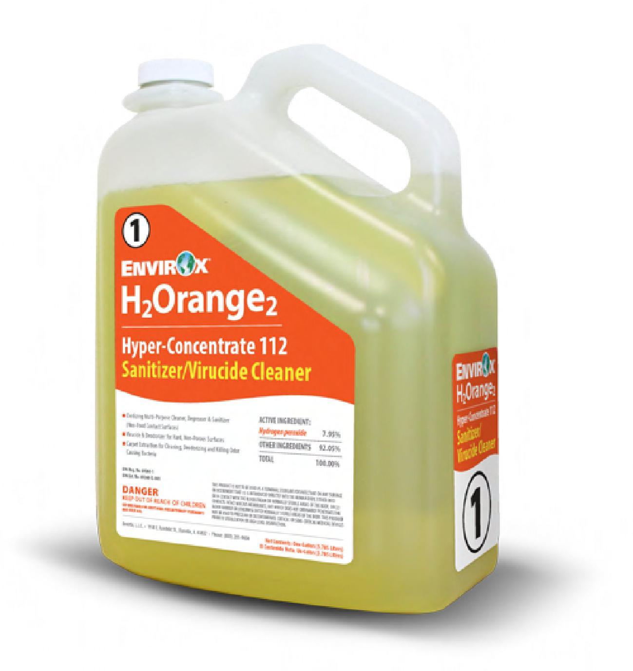 H2Orange2 Hyper-Concentrate 112 Fresh Orange Cleaner & Sanitizer 1 GAL Virucide 2/Case