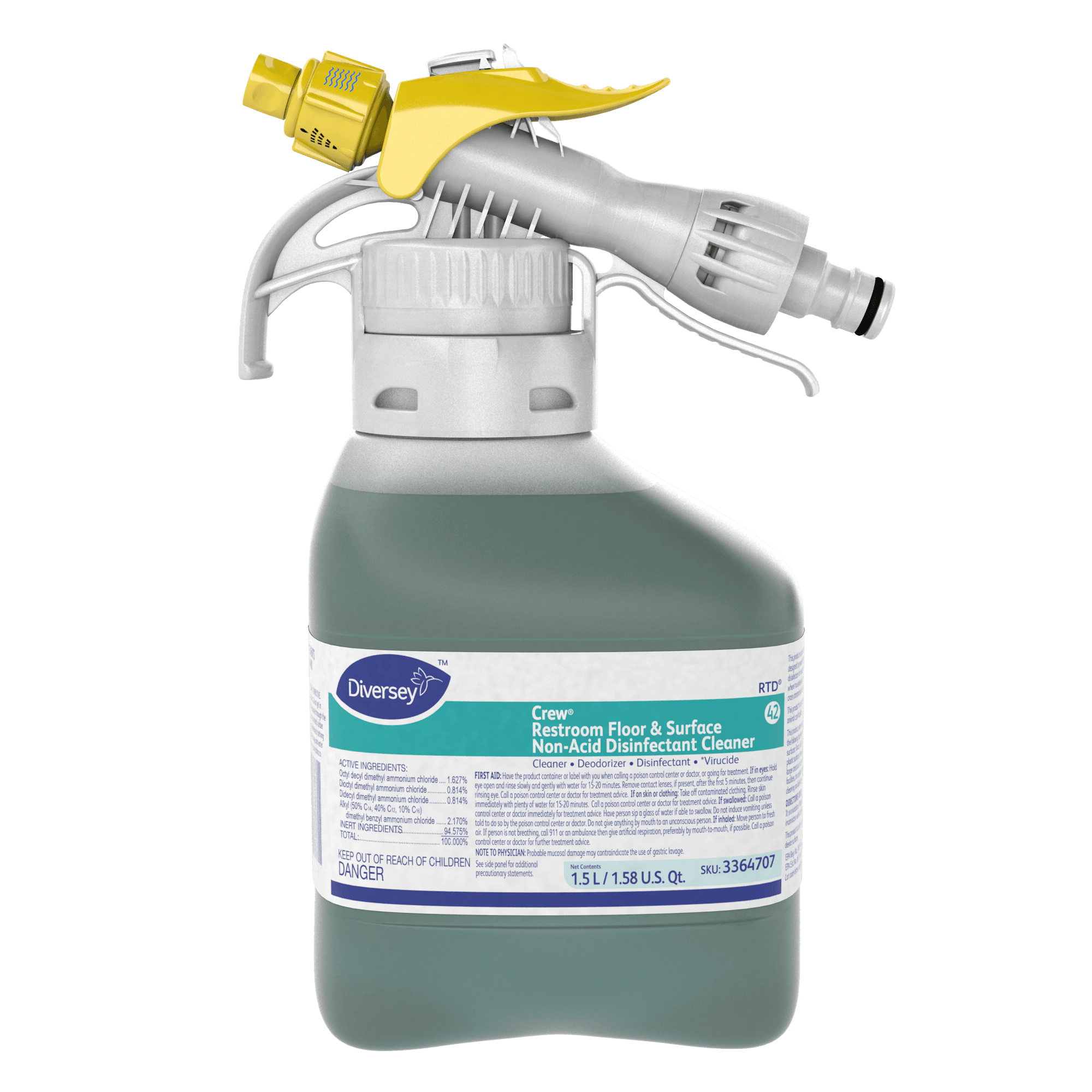 Crew® Fresh Scent Restroom Cleaner One-Step Disinfectant 1.5 L Multi Surface Neutral Liquid RTD 2/Case