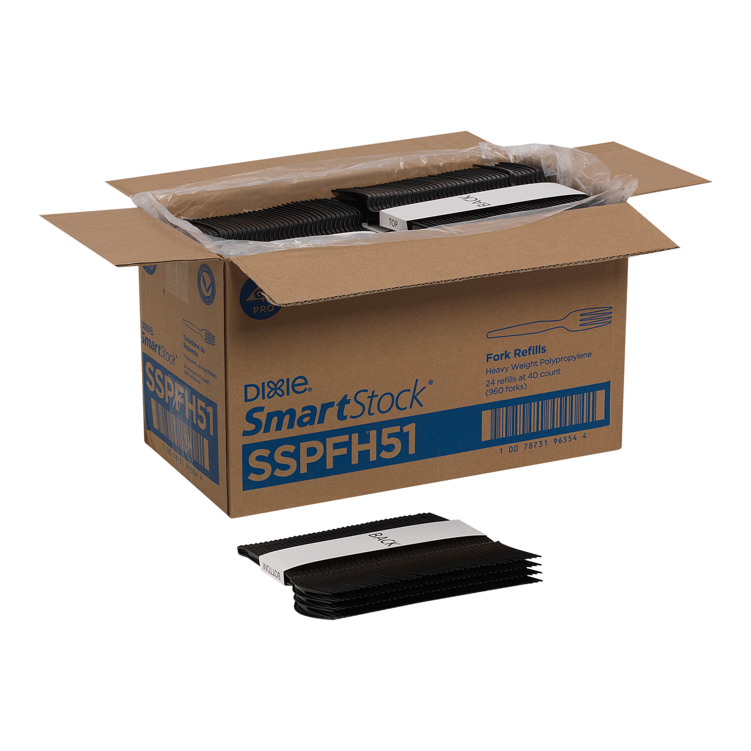 Dixie® Ultra SmartStock® Series-O Fork PP Black Heavyweight Refill 960/Case