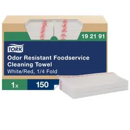 Tork Food Service Cleaning Towel 13X24 IN White 1/4 Fold Odor Resistant Self Dispensing 150 Count/Pack 1 Packs/Case
