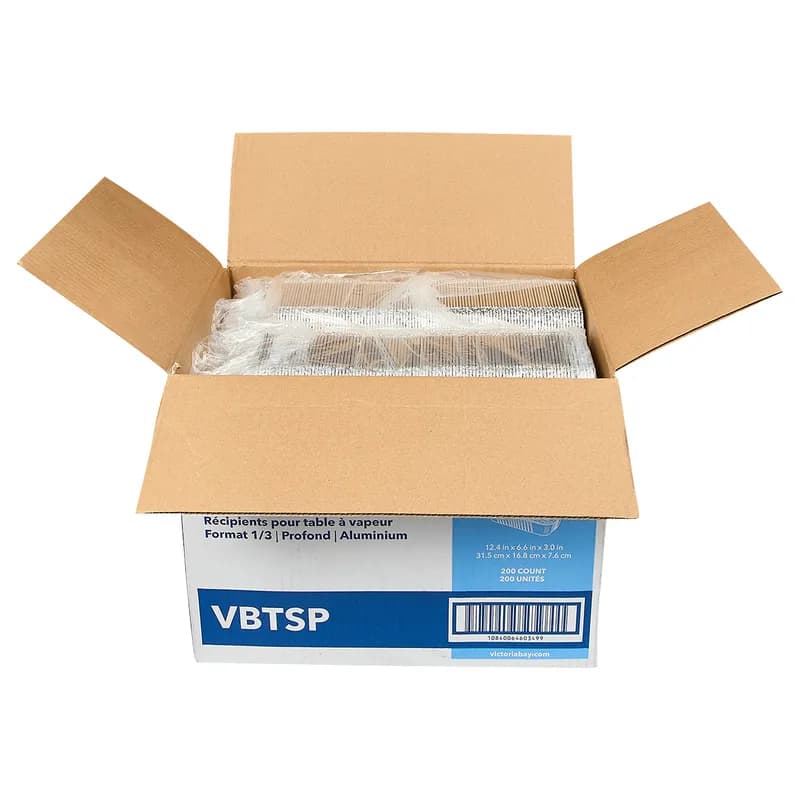 Victoria Bay Steam Table Pan 1/3 Size 86 OZ Aluminum Silver Rectangle 200/Case