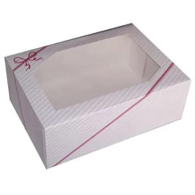 String Ensemble Cake Box 1/2 Size 19X14X4 IN Paper White Rectangle With Window 50/Case