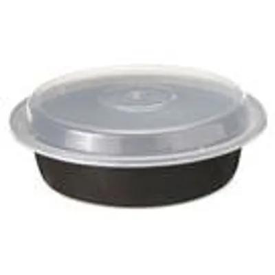 Take-Out Container Base & Lid Combo 24 OZ Plastic Black Round 150/Case