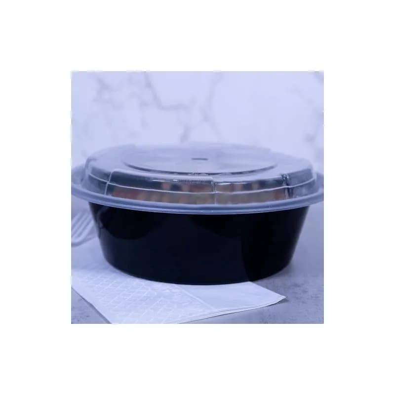 Take-Out Container Base 7 IN Plastic Black Round 150/Case